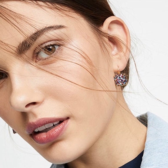 Kate Spade Lever Back Confetti Glitter Dangle Drop Earrings - Picture 3 of 3